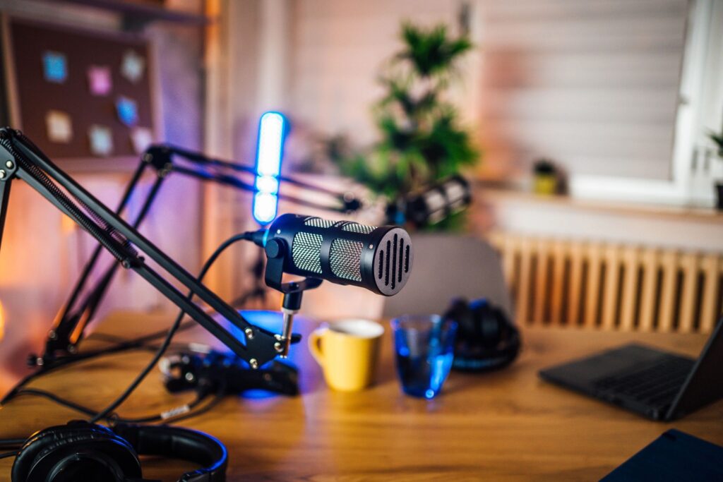 podcast microphone wellness studio